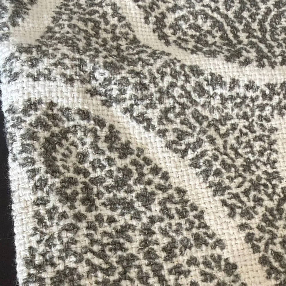 Pottery Barn Green and White Paisley-Style Accent Pillow Cover